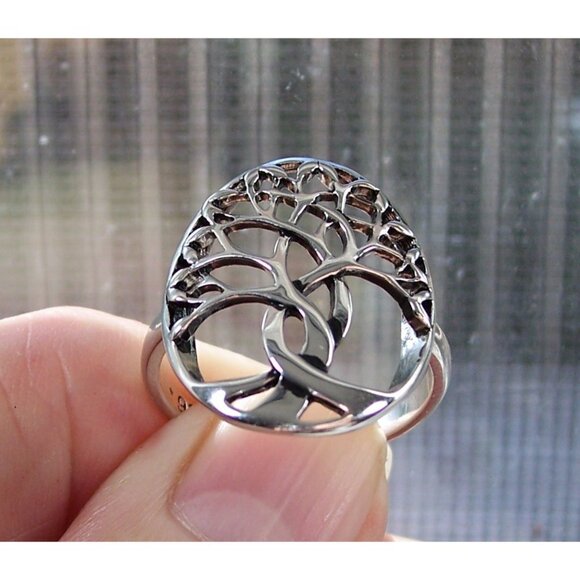 925 STERLING SILVER Tree Of Life Statement Ring - Picture 6 of 16